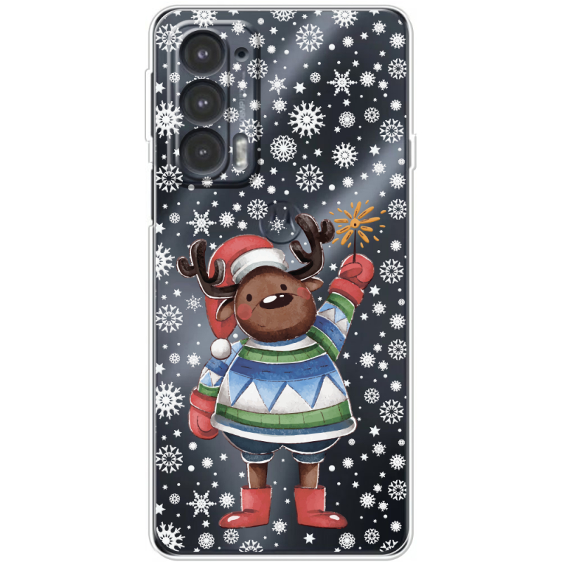 Прозрачный чехол BoxFace Motorola Edge 20 Christmas Deer with Snow