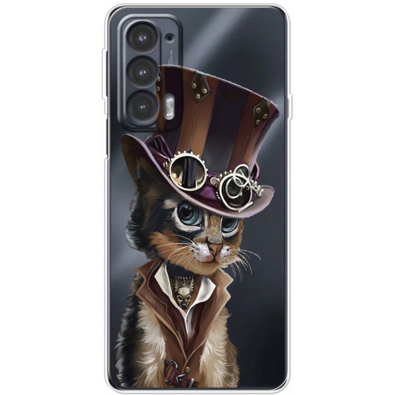 Прозрачный чехол BoxFace Motorola Edge 20 Steampunk Cat