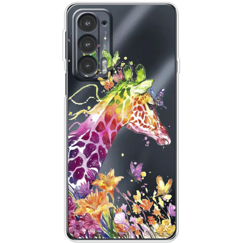 Прозрачный чехол BoxFace Motorola Edge 20 Colorful Giraffe