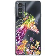 Прозрачный чехол BoxFace Motorola Edge 20 Colorful Giraffe