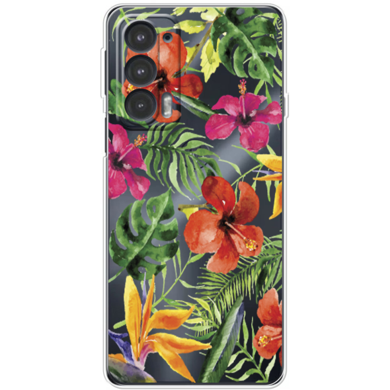 Прозрачный чехол BoxFace Motorola Edge 20 Tropical Flowers