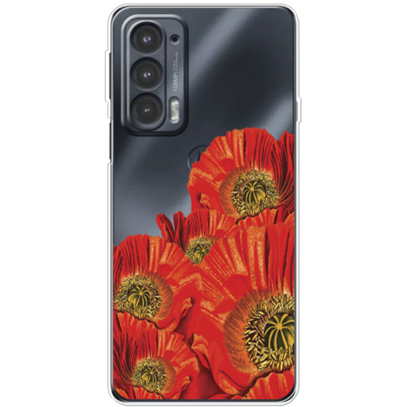 Прозрачный чехол BoxFace Motorola Edge 20 Red Poppies