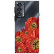 Прозрачный чехол BoxFace Motorola Edge 20 Red Poppies