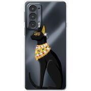 Чехол со стразами Motorola Edge 20 Egipet Cat