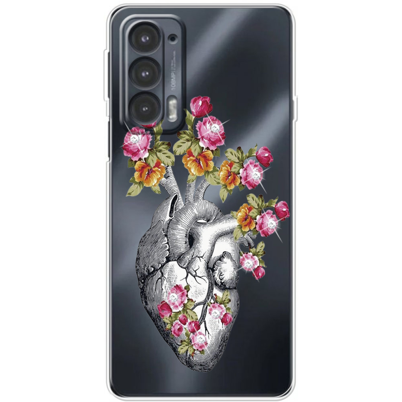 Чехол со стразами Motorola Edge 20 Heart