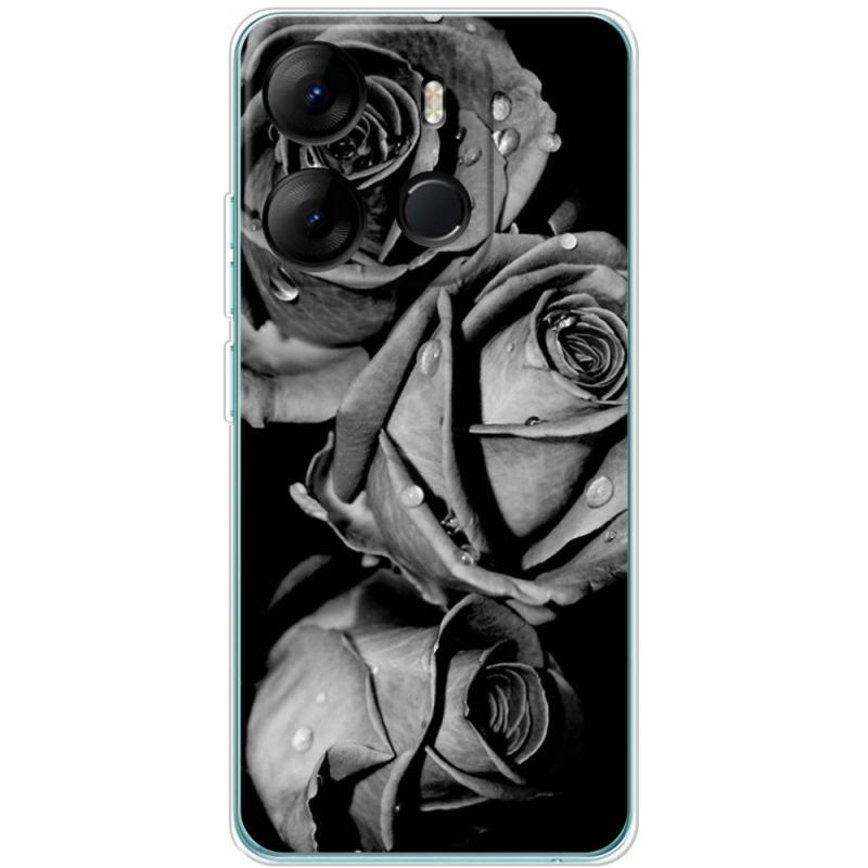 Чехол BoxFace Tecno Spark Go 2023 Black and White Roses