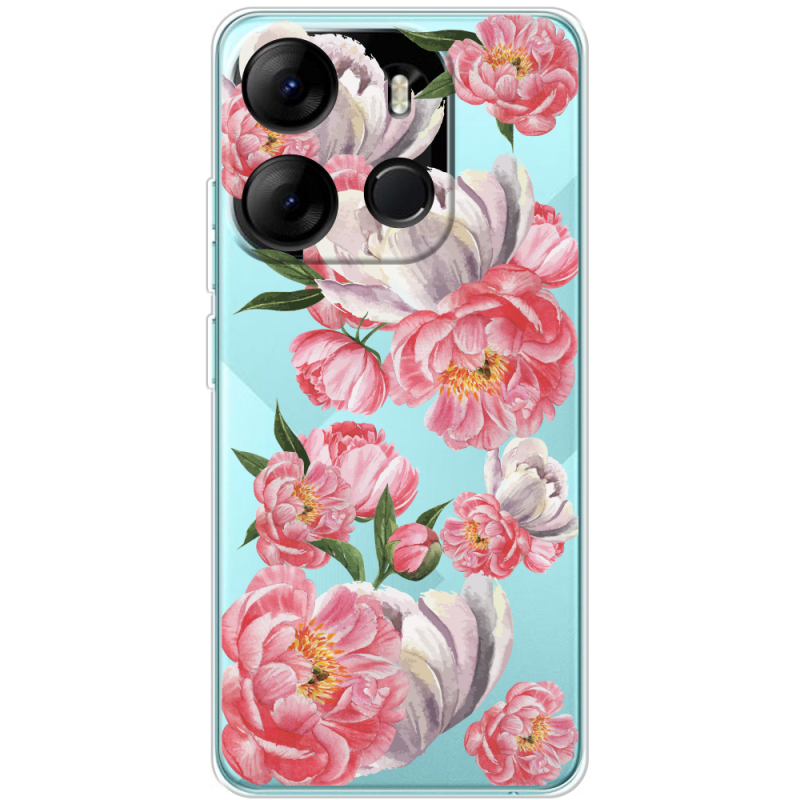 Прозрачный чехол BoxFace Tecno Spark Go 2023 Peony Watercolor Style