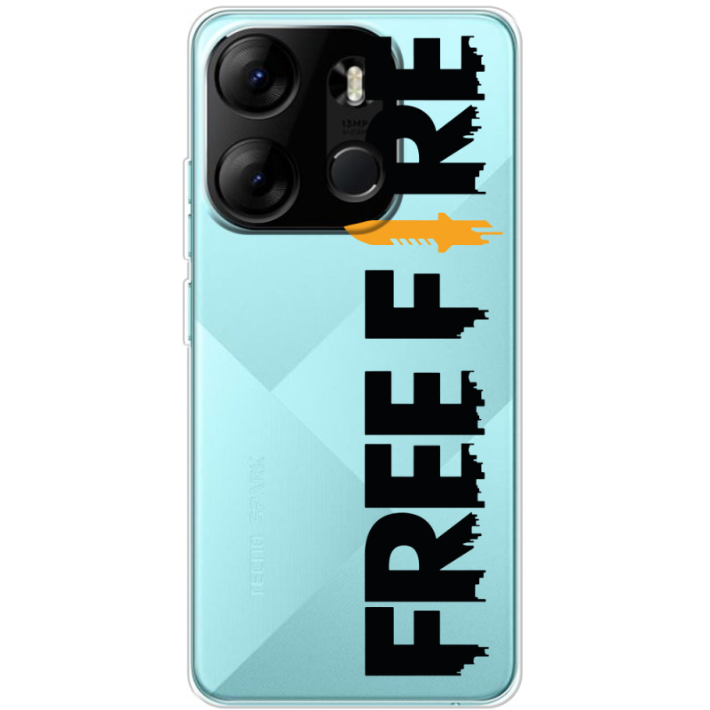 Прозрачный чехол BoxFace Tecno Spark Go 2023 Free Fire Black Logo