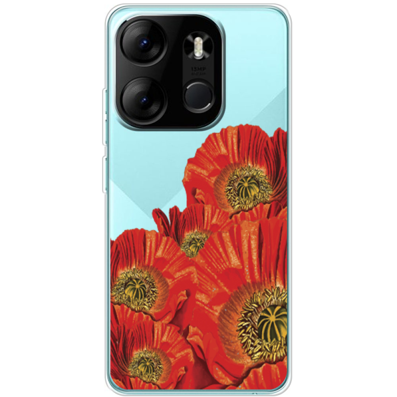 Прозрачный чехол BoxFace Tecno Spark Go 2023 Red Poppies