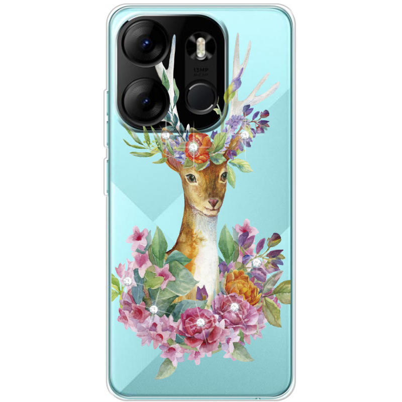 Чехол со стразами BoxFace Tecno Spark Go 2023 Deer with flowers