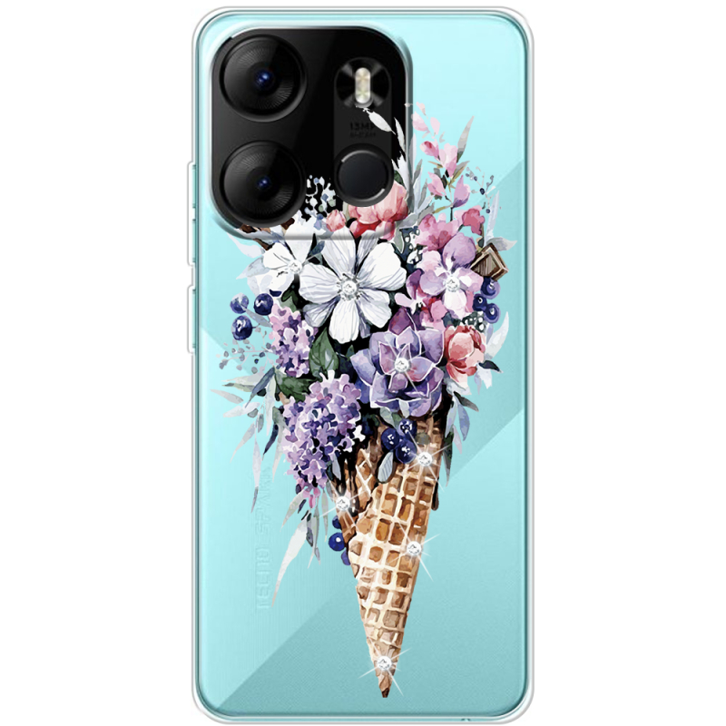 Чехол со стразами BoxFace Tecno Spark Go 2023 Ice Cream Flowers