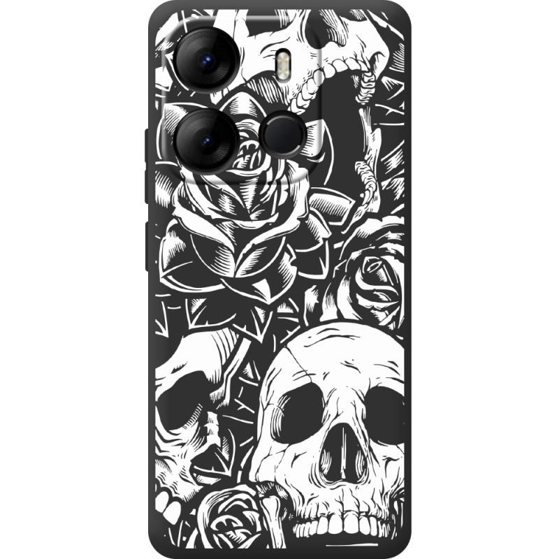 Черный чехол BoxFace Tecno Spark Go 2023 Skull and Roses