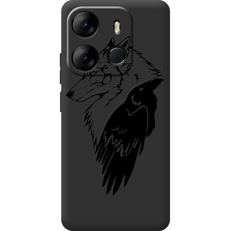 Черный чехол BoxFace Tecno Spark Go 2023 Wolf and Raven