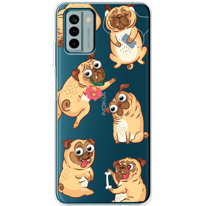 Прозрачный чехол BoxFace Nokia G22 с 3D-глазками Pug