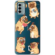 Прозрачный чехол BoxFace Nokia G22 с 3D-глазками Pug