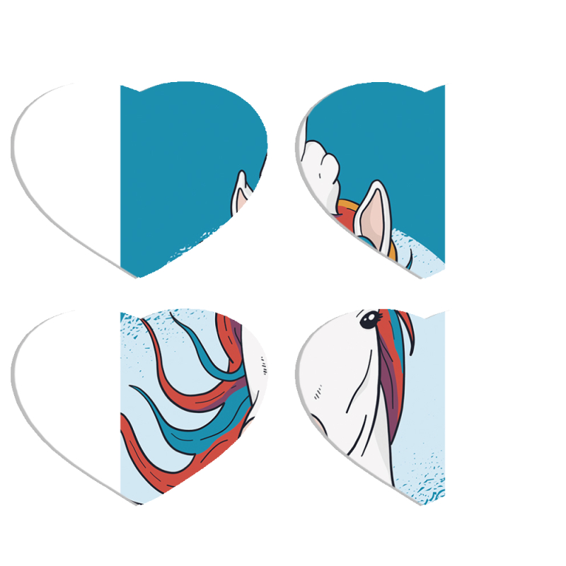 Магнитные фотопазлы Сердце 50 на 50 набор 4 штуки Fuck Unicorn