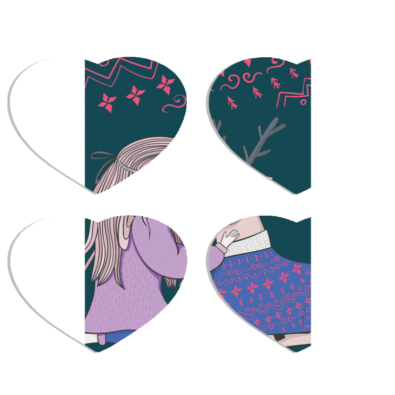 Магнитные фотопазлы Сердце 50 на 50 набор 4 штуки Girl and deer