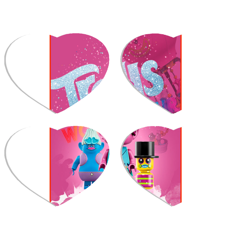 Магнитные фотопазлы Сердце 50 на 50 набор 4 штуки Lego Trolls