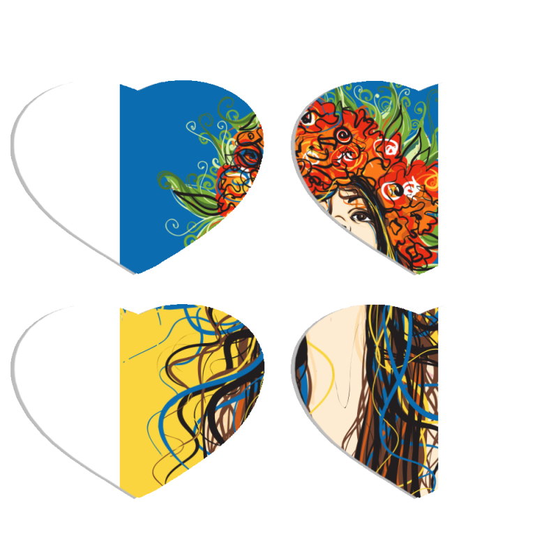 Магнитные фотопазлы Сердце 50 на 50 набор 4 штуки Ukraine Girl