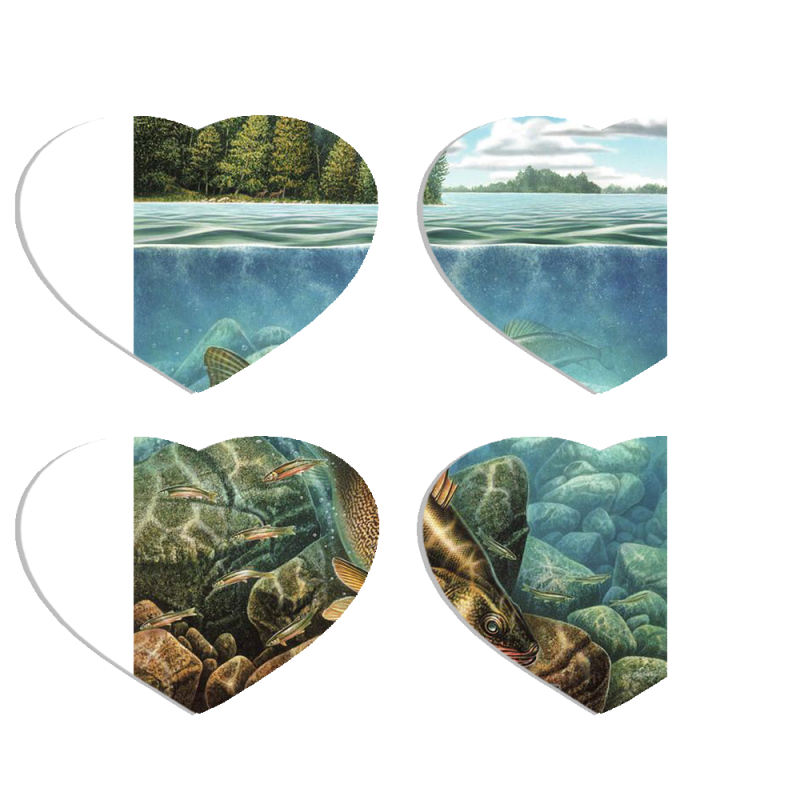 Магнитные фотопазлы Сердце 50 на 50 набор 4 штуки Freshwater Lakes