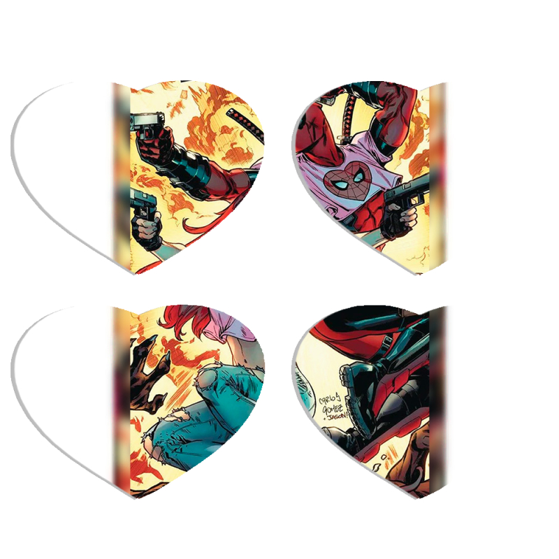 Магнитные фотопазлы Сердце 50 на 50 набор 4 штуки Deadpool and Mary Jane