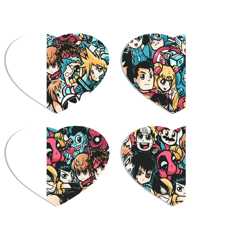 Магнитные фотопазлы Сердце 50 на 50 набор 4 штуки Anime Stickers