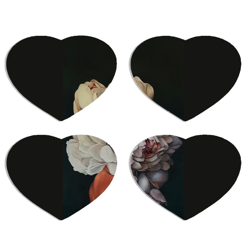 Магнитные фотопазлы Сердце 50 на 50 набор 4 штуки Exquisite White Flowers