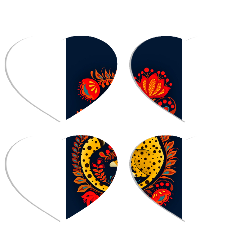 Магнитные фотопазлы Сердце 50 на 50 набор 4 штуки Petrykivka Leopard