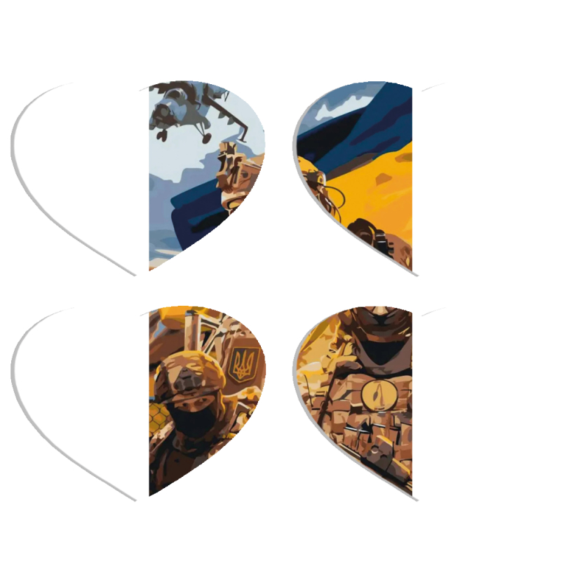 Магнитные фотопазлы Сердце 50 на 50 набор 4 штуки Воїни ЗСУ