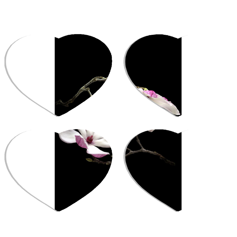 Магнитные фотопазлы Сердце 50 на 50 набор 4 штуки Ночные Магнолии