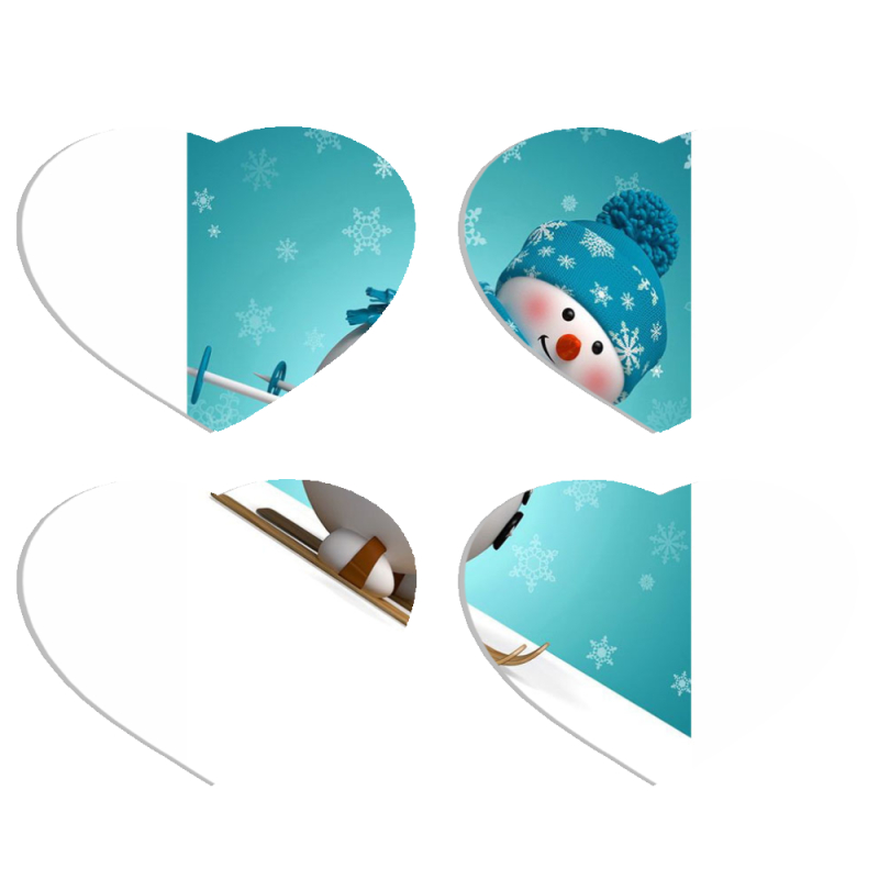 Магнитные фотопазлы Сердце 50 на 50 набор 4 штуки Skier Snowman
