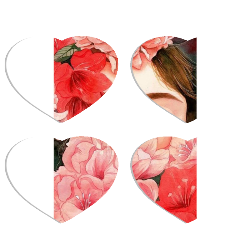 Магнитные фотопазлы Сердце 50 на 50 набор 4 штуки Girl in Flowers