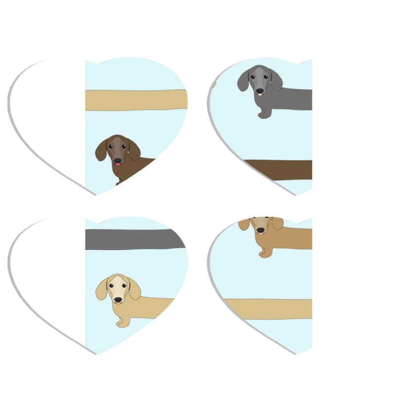Магнитные фотопазлы Сердце 50 на 50 набор 4 штуки Dachshund
