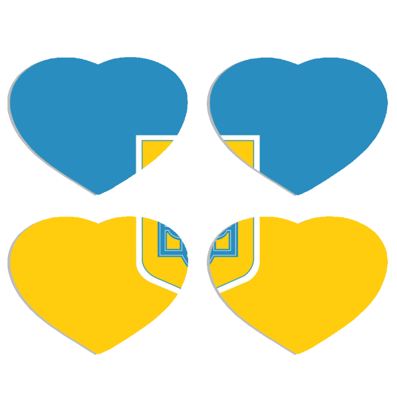 Магнитные фотопазлы Сердце 50 на 50 набор 4 штуки Герб України