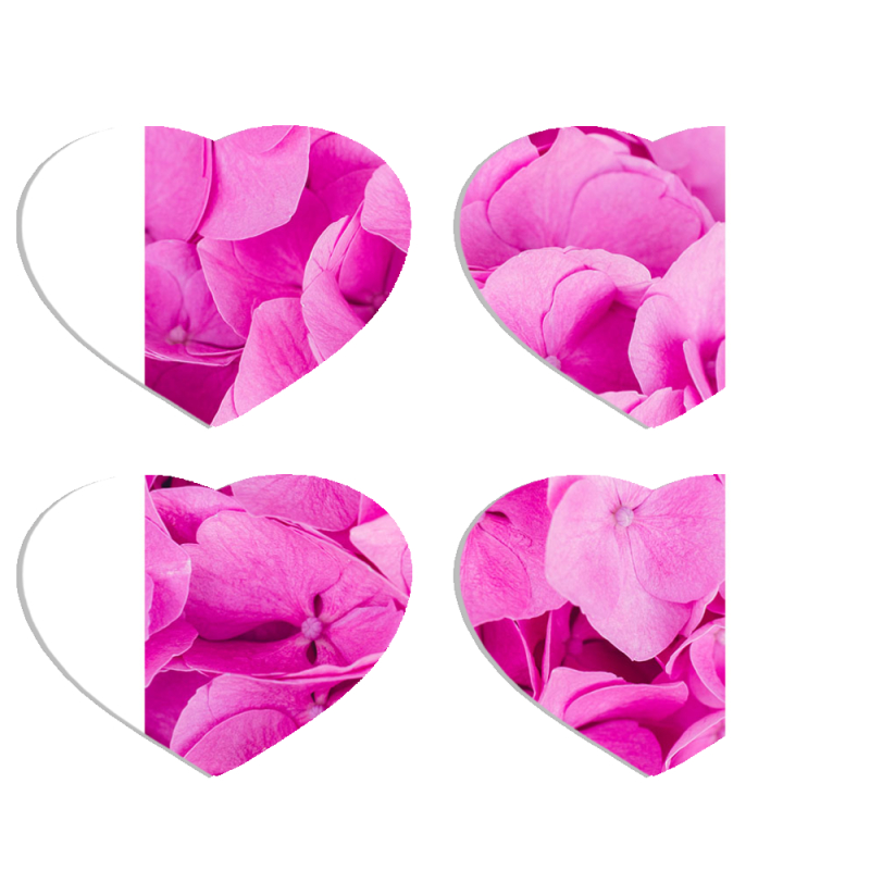 Магнитные фотопазлы Сердце 50 на 50 набор 4 штуки Pink Flowers