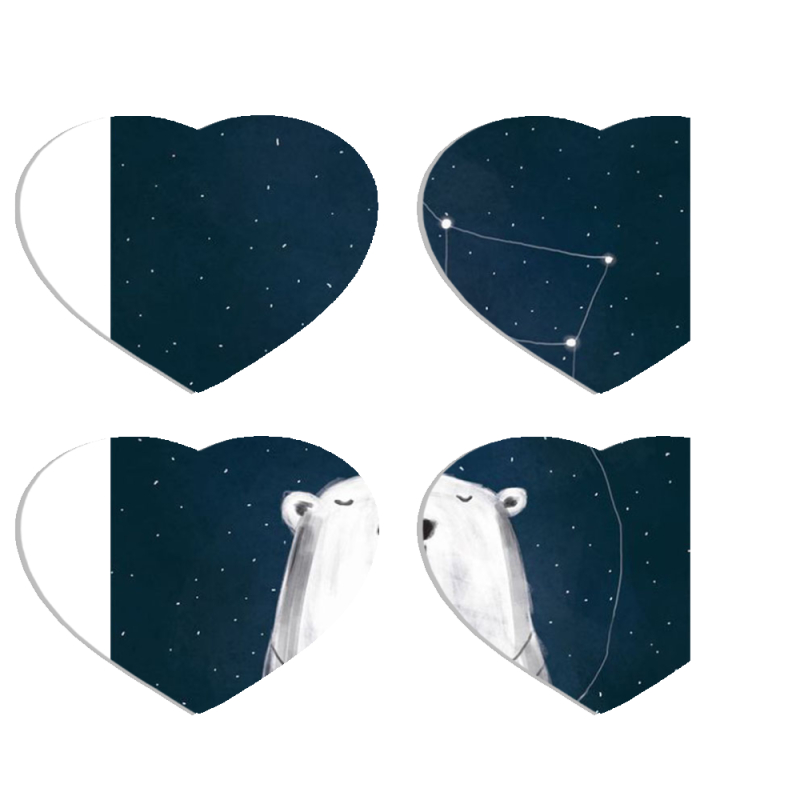 Магнитные фотопазлы Сердце 50 на 50 набор 4 штуки Ты мой космос