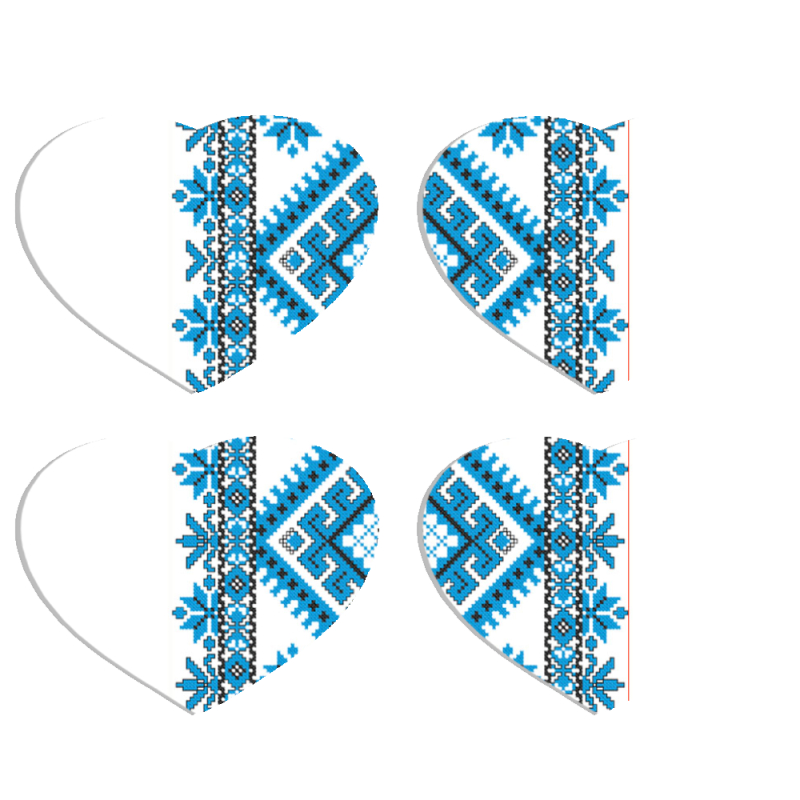 Магнитные фотопазлы Сердце 50 на 50 набор 4 штуки Блакитний Орнамент