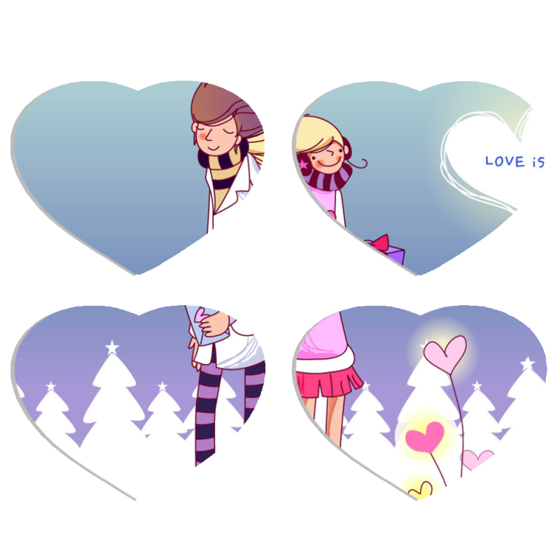 Магнитные фотопазлы Сердце 50 на 50 набор 4 штуки 