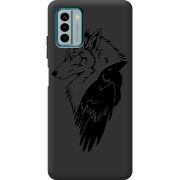 Черный чехол BoxFace Nokia G22 Wolf and Raven