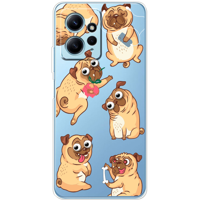 Прозрачный чехол BoxFace Xiaomi Redmi Note 12 4G с 3D-глазками Pug