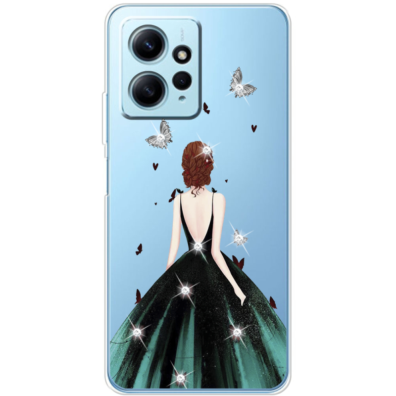 Чехол со стразами BoxFace Xiaomi Redmi Note 12 4G Girl in the green dress