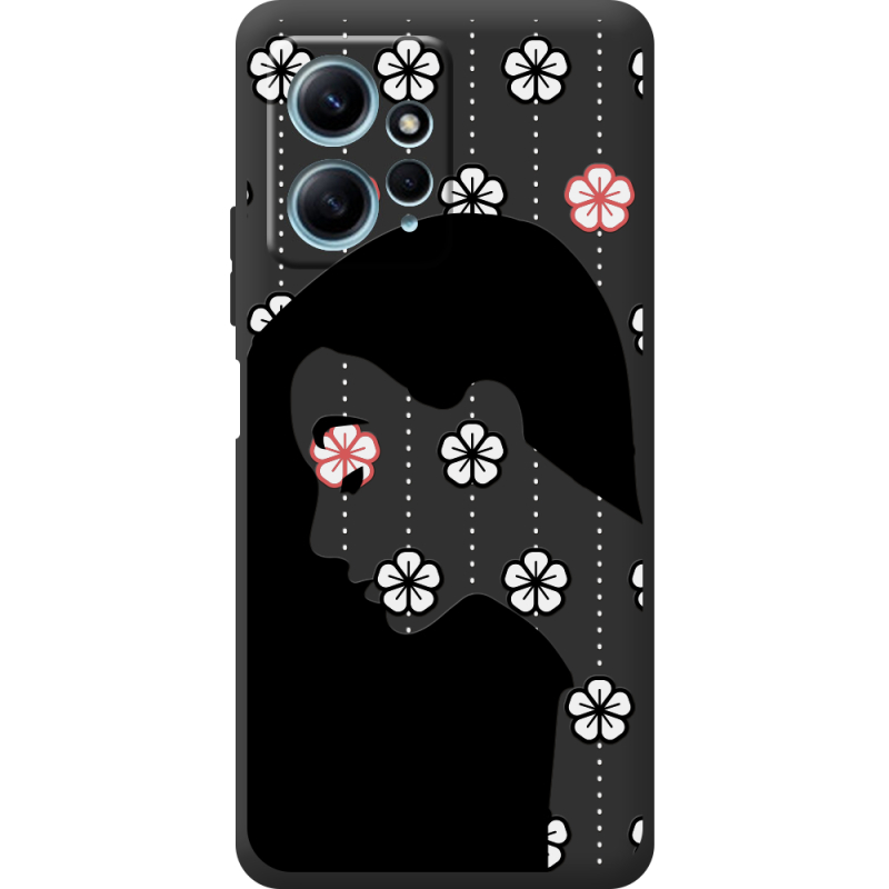 Черный чехол BoxFace Xiaomi Redmi Note 12 4G Flower Hair