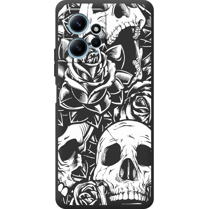 Черный чехол BoxFace Xiaomi Redmi Note 12 4G Skull and Roses