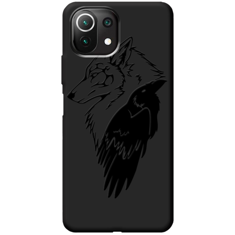 Черный чехол BoxFace Xiaomi 11 Lite 5G NE Wolf and Raven