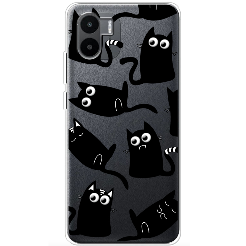 Прозрачный чехол BoxFace Xiaomi Redmi A2 с 3D-глазками Black Kitty