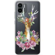 Чехол со стразами Xiaomi Redmi A2 Deer with flowers