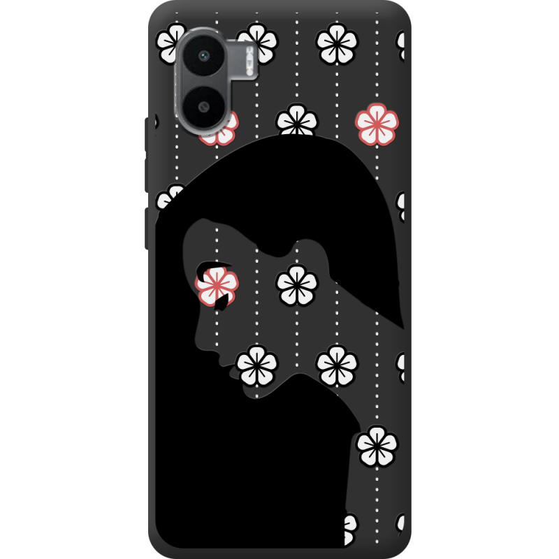 Черный чехол BoxFace Xiaomi Redmi A2 Flower Hair