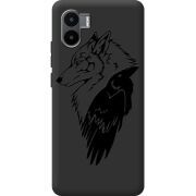 Черный чехол BoxFace Xiaomi Redmi A2 Wolf and Raven