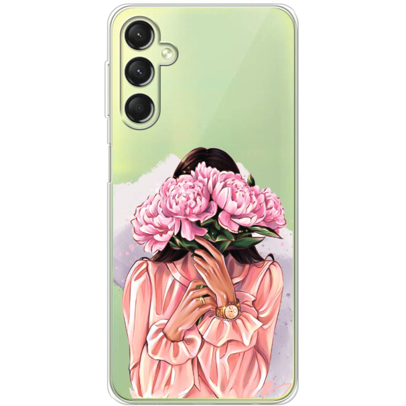 Прозрачный чехол BoxFace Samsung Galaxy A24 (A245) Девушка с Пионами