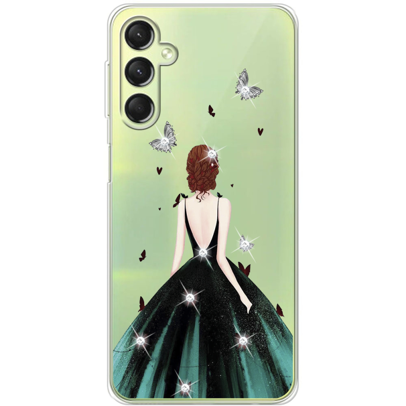 Чехол со стразами Samsung Galaxy A24 (A245) Girl in the green dress